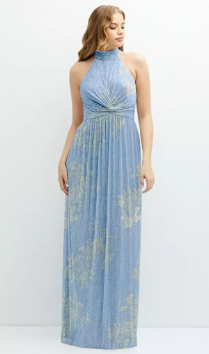 AFTER SIX MIRA · STYLE 6882FP · PLEATED METALLIC GOLD FOIL